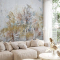 Grey Palm Leaves Abstract Wall Mural