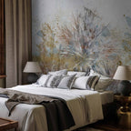 Grey Palm Leaves Abstract Wall Mural