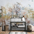 Grey Palm Leaves Abstract Wall Mural