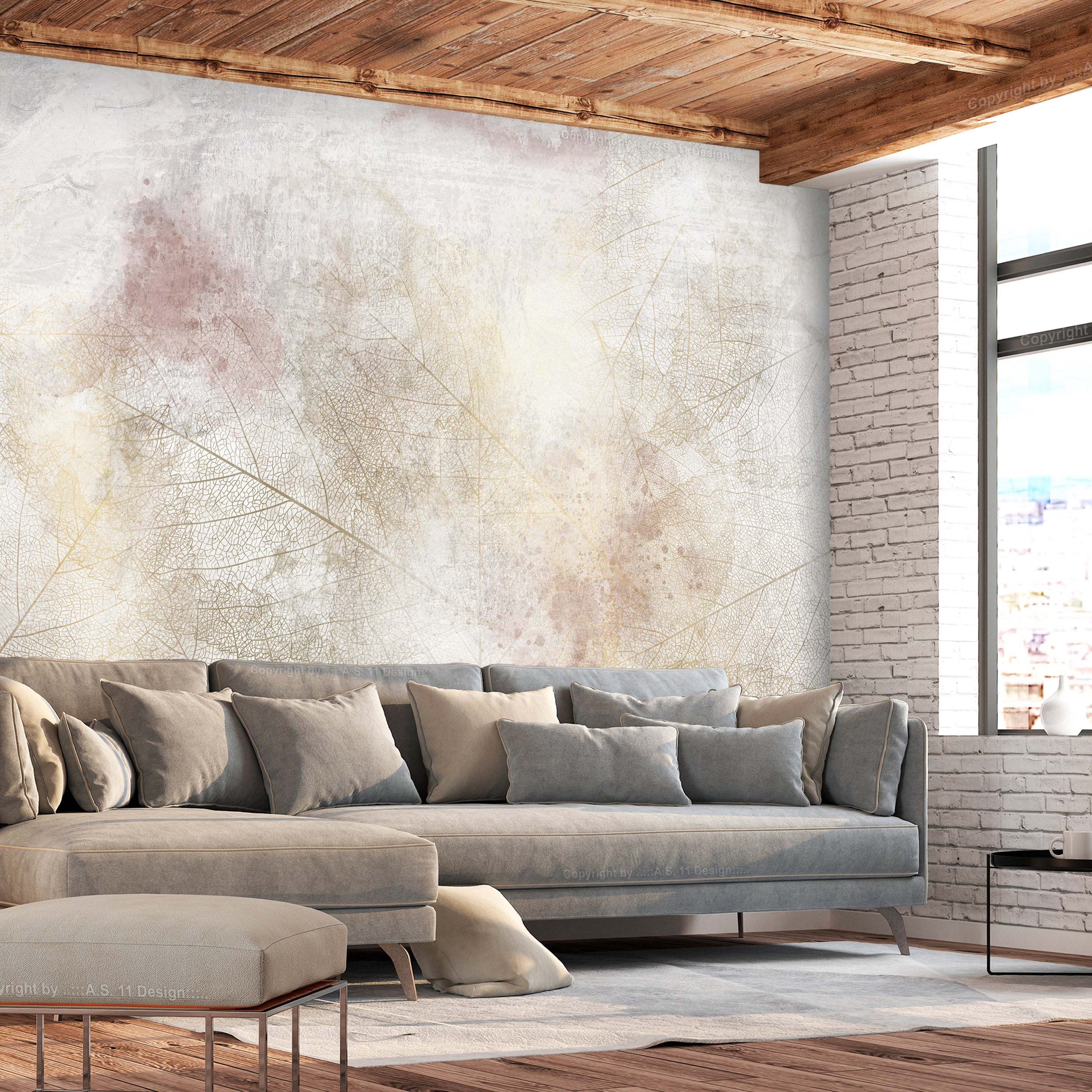 Wall Mural Summer Memory Leaves Abstract Design