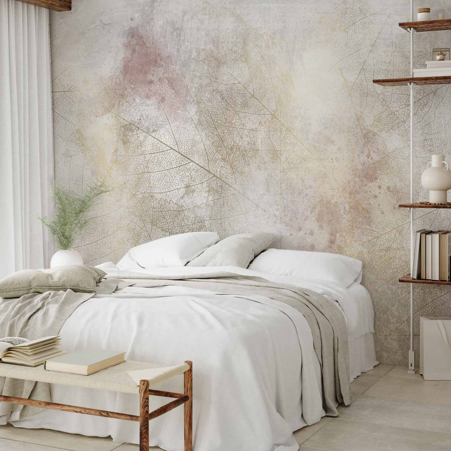 Abstract Dried Leaf Shadow Texture Wall Mural