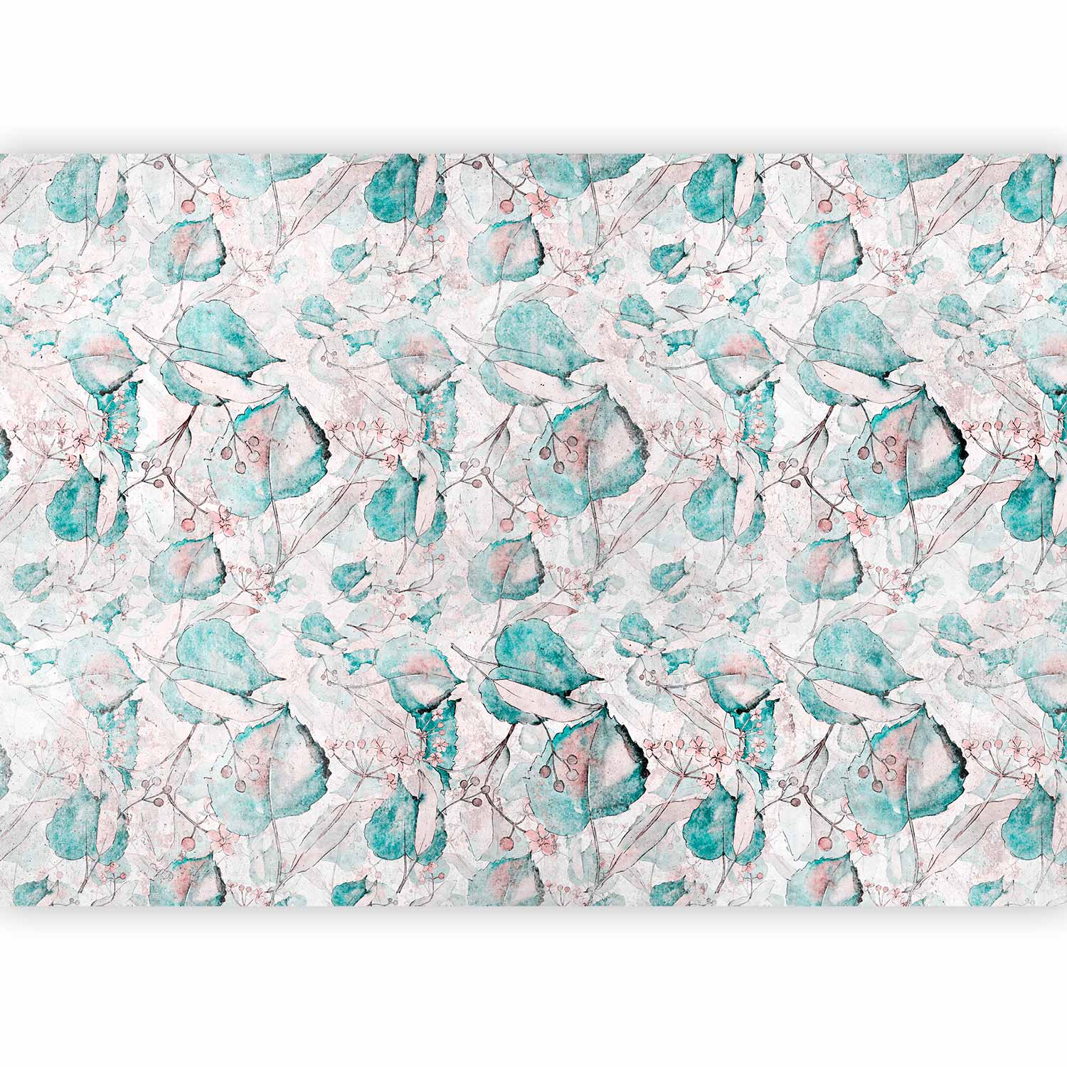 Wall Mural Autumn Leaves Turquoise Pattern
