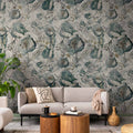 Cool Grey Autumn Leaves Floral Wall Mural
