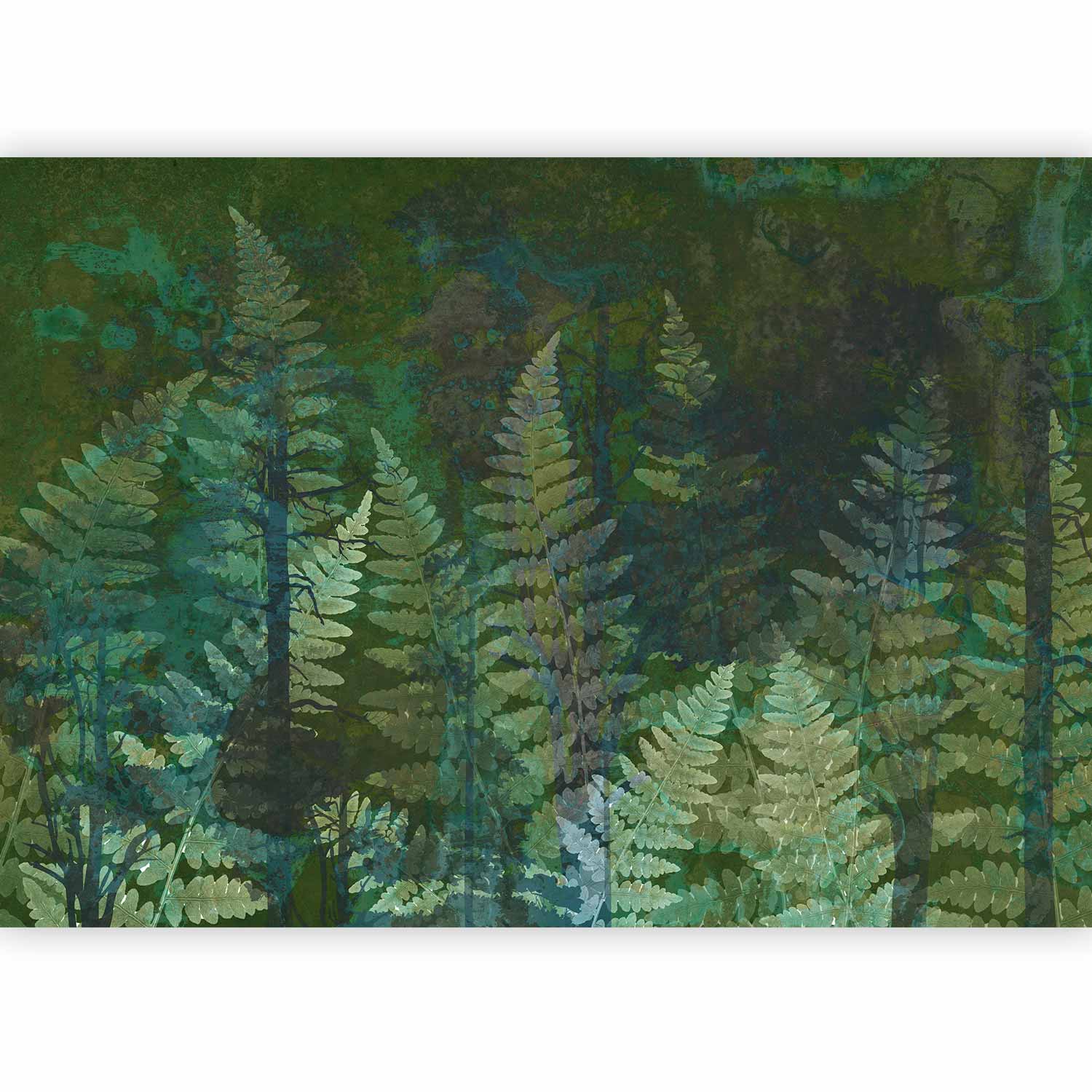 Wall Mural Green Abstract Forest Fern Leaves