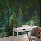 Green Fern Forest Abstraction Wall Mural