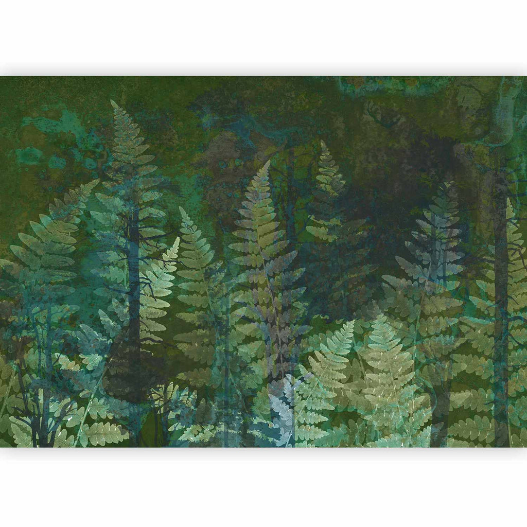 Wall Mural Green Abstract Forest Fern Leaves