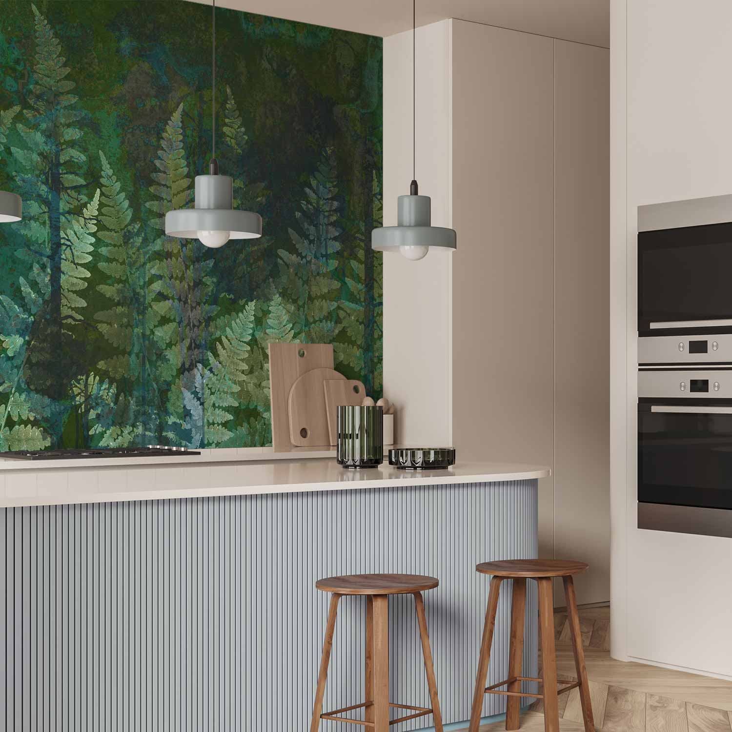 Green Fern Forest Abstraction Wall Mural