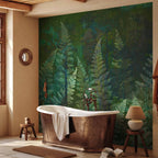 Green Fern Forest Abstraction Wall Mural