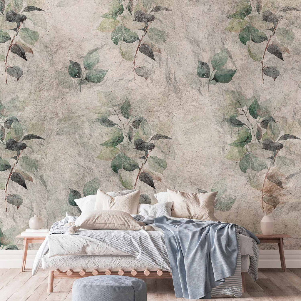 Green Leaf Pattern Nature Wall Mural