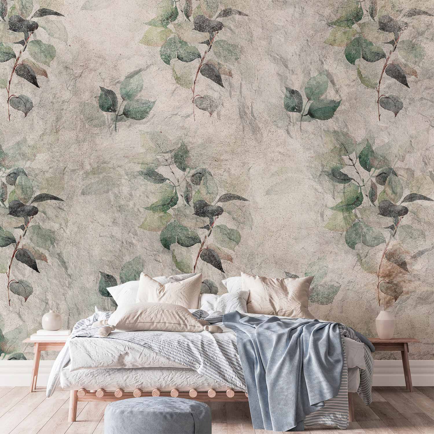 Green Leaf Pattern Nature Wall Mural