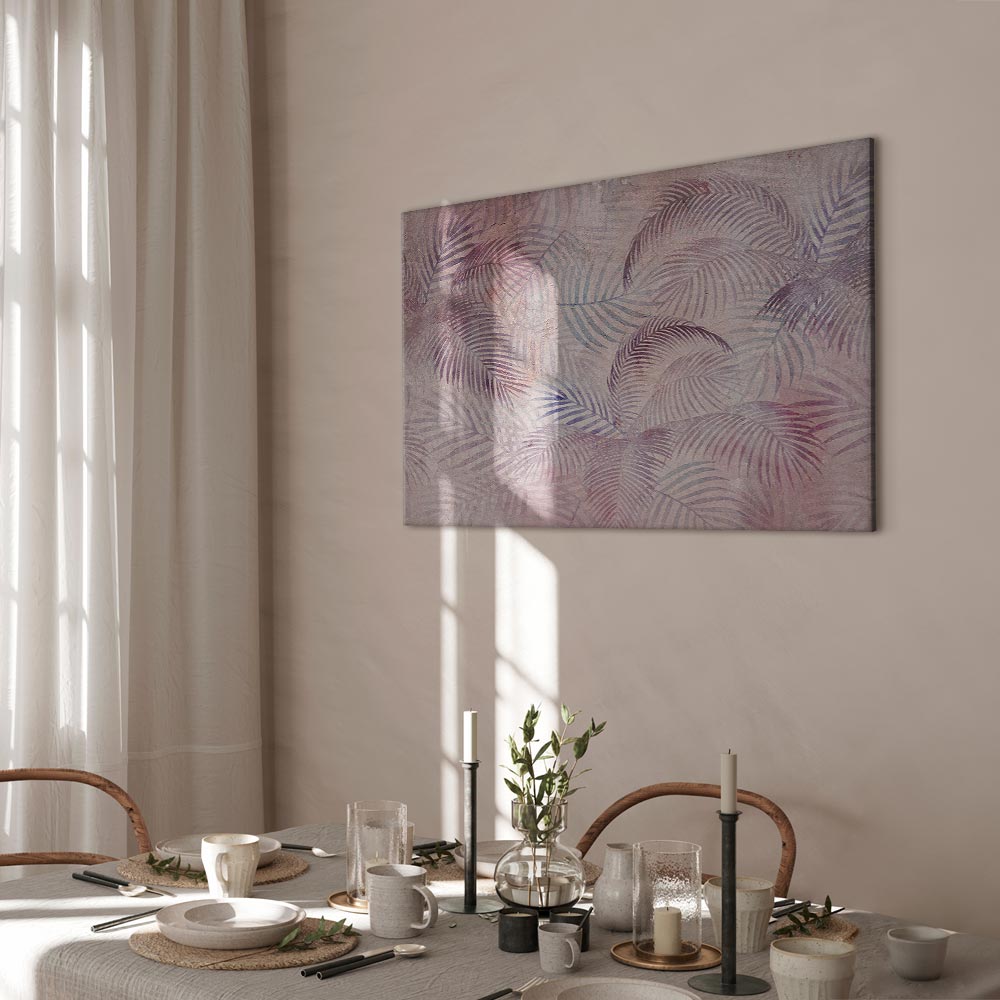 Pink Palm Leaves Nature Canvas Print