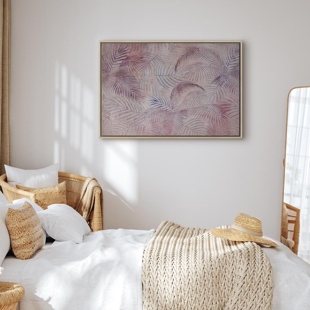 Pink Palm Leaves Nature Canvas Print