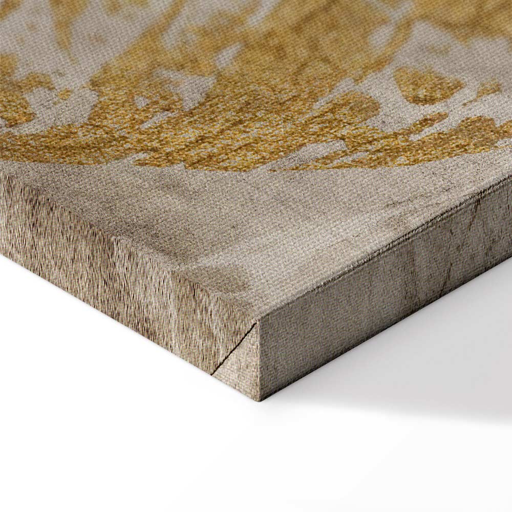 Gold Mosaic Leaves Wide Canvas Print