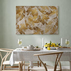 Gold Mosaic Leaves Wide Canvas Print