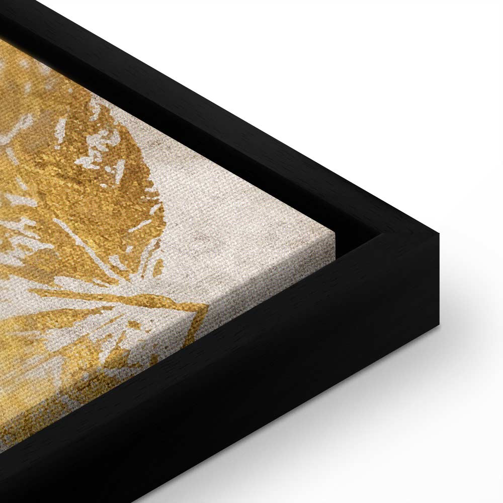 Gold Mosaic Leaves Wide Canvas Print