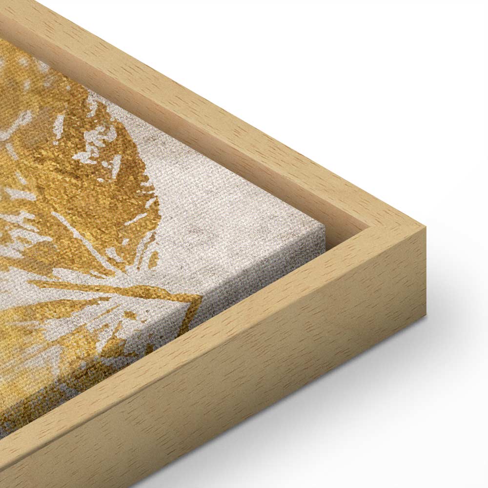 Gold Mosaic Leaves Wide Canvas Print