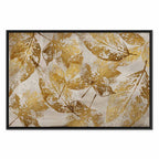 Gold Mosaic Leaves Wide Canvas Print