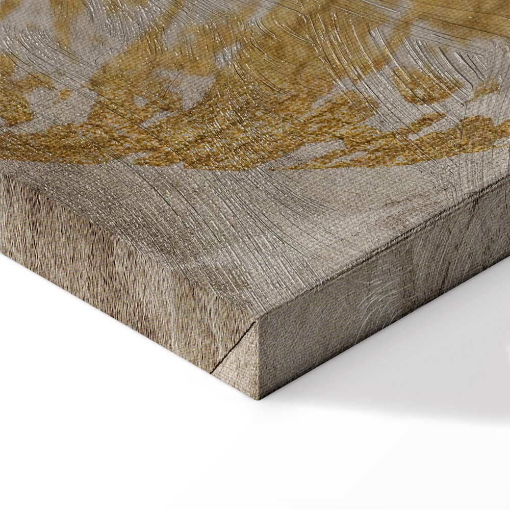 Gold Mosaic Leaves Wide Canvas Print