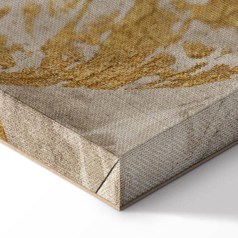 Gold Mosaic Leaves Wide Canvas Print