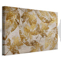 Gold Mosaic Leaves Wide Canvas Print