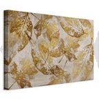 Gold Mosaic Leaves Wide Canvas Print