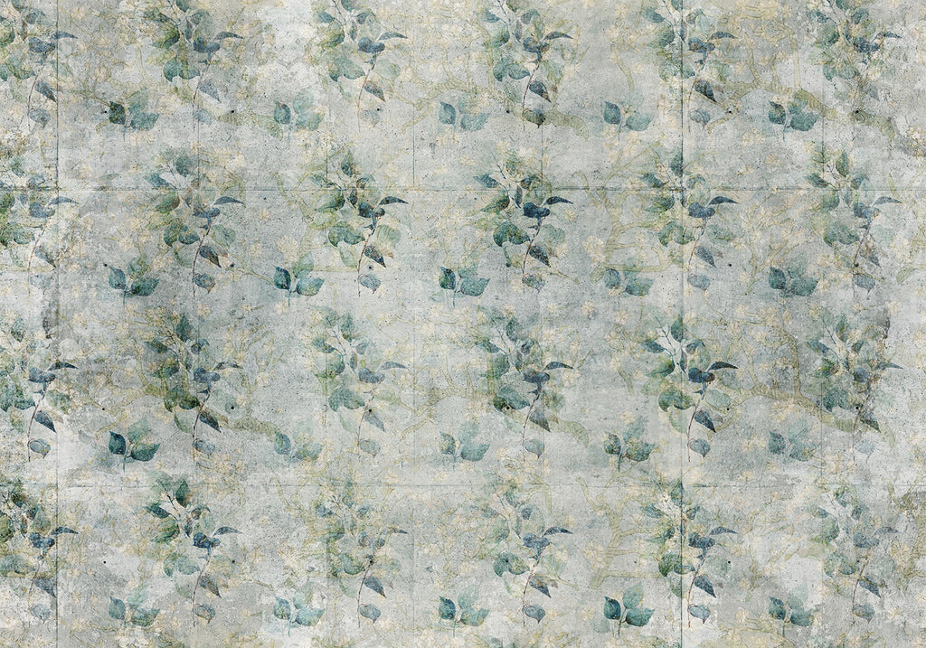 Wall Mural Mint Leaves on Retro Pattern