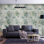 Wall Mural Mint Leaves on Retro Pattern