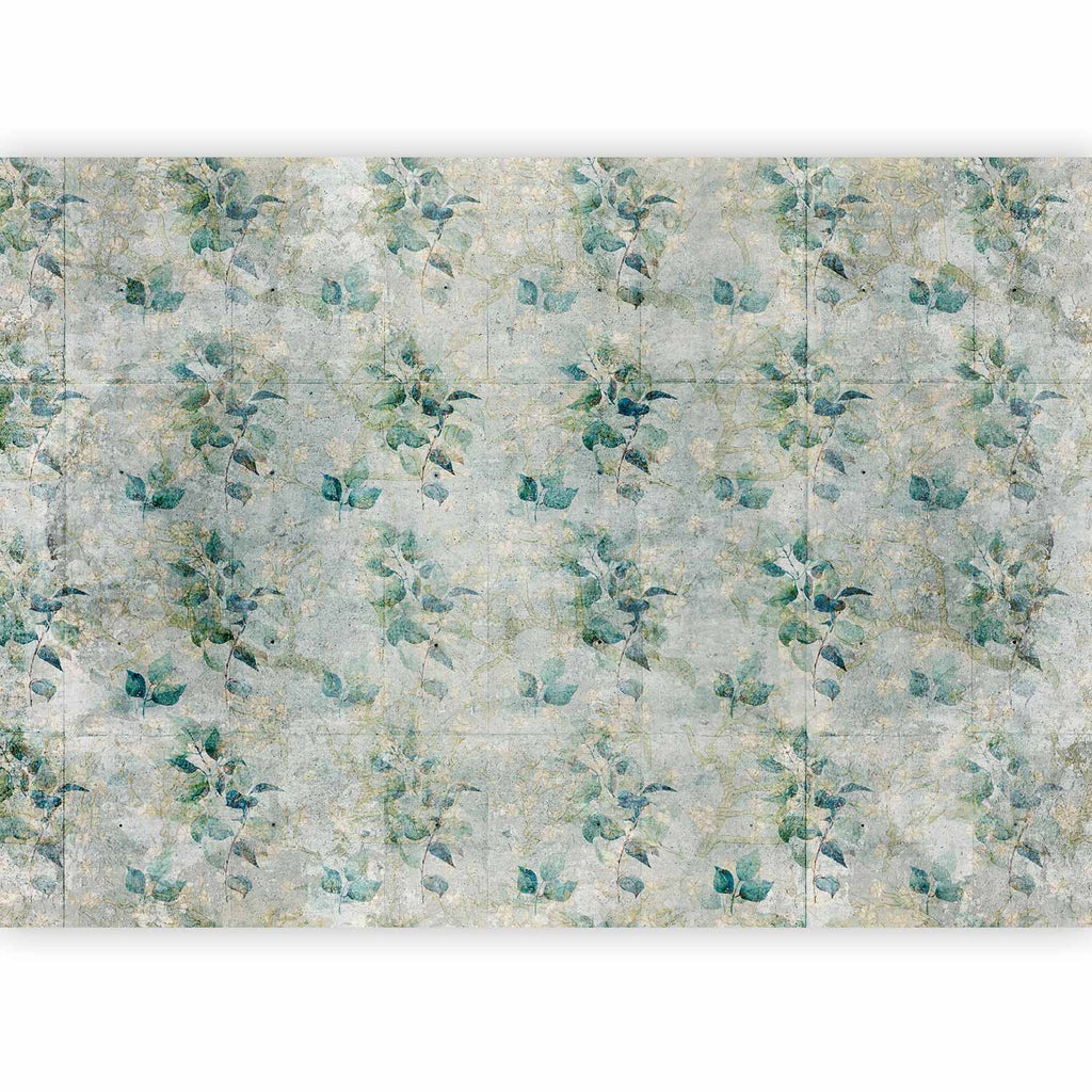 Wall Mural Mint Leaves on Retro Pattern