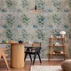 Wall Mural Mint Leaves on Retro Pattern