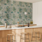 Mint Leaf Bouquet Retro Pattern Wall Mural