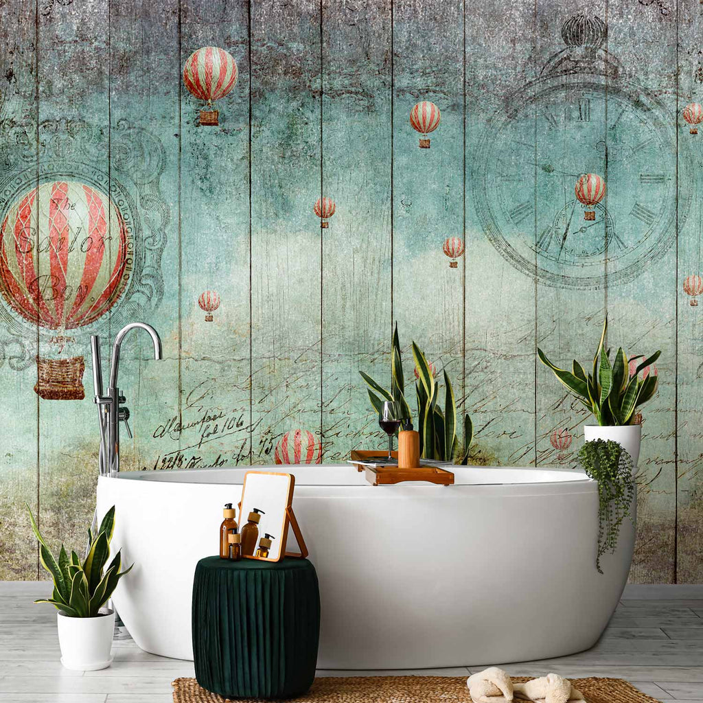 Vintage Hot Air Balloons Sky Wall Mural