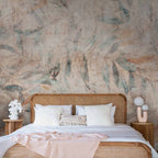 Greek Laurel Leaves Faded Beige Wall Mural