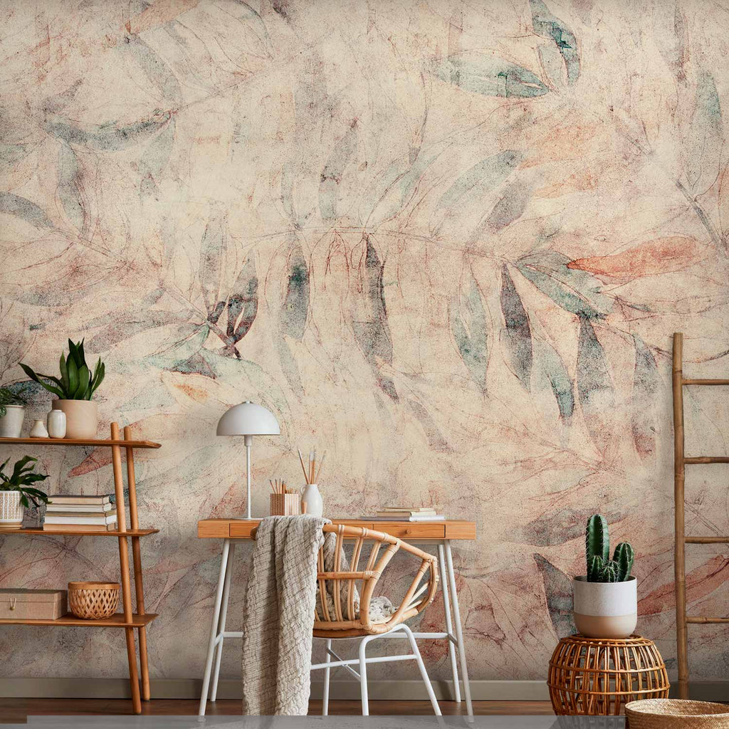 Greek Laurel Leaf Pattern Yellow Wall Mural