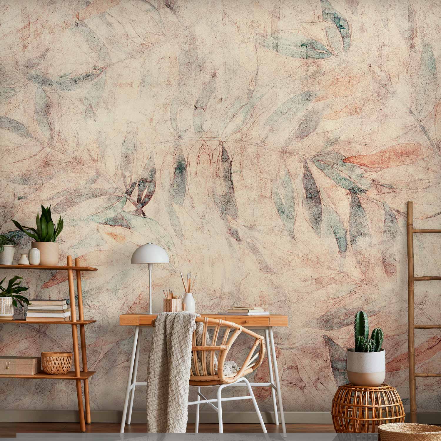 Greek Laurel Leaf Pattern Yellow Wall Mural