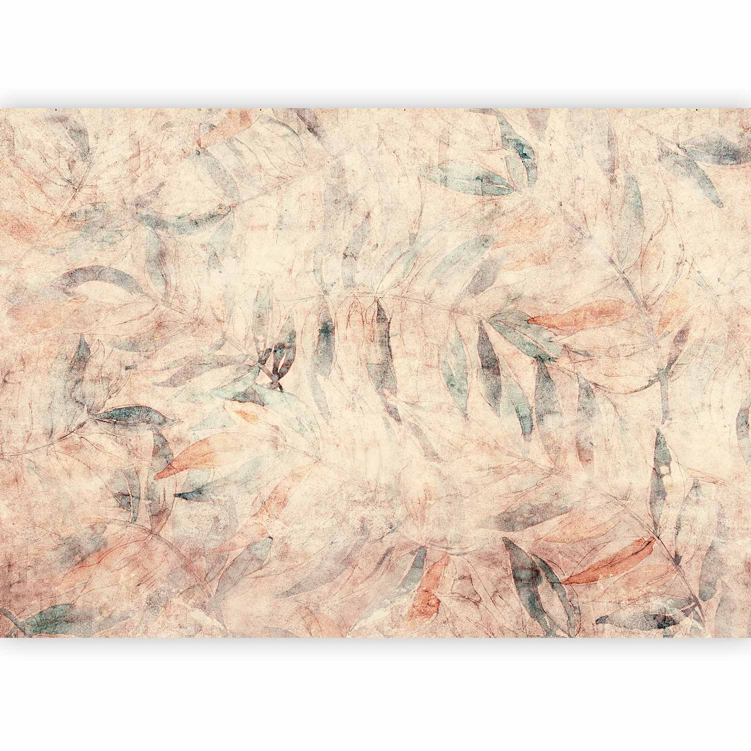 Wall Mural Leaves Pattern in Yellow Background