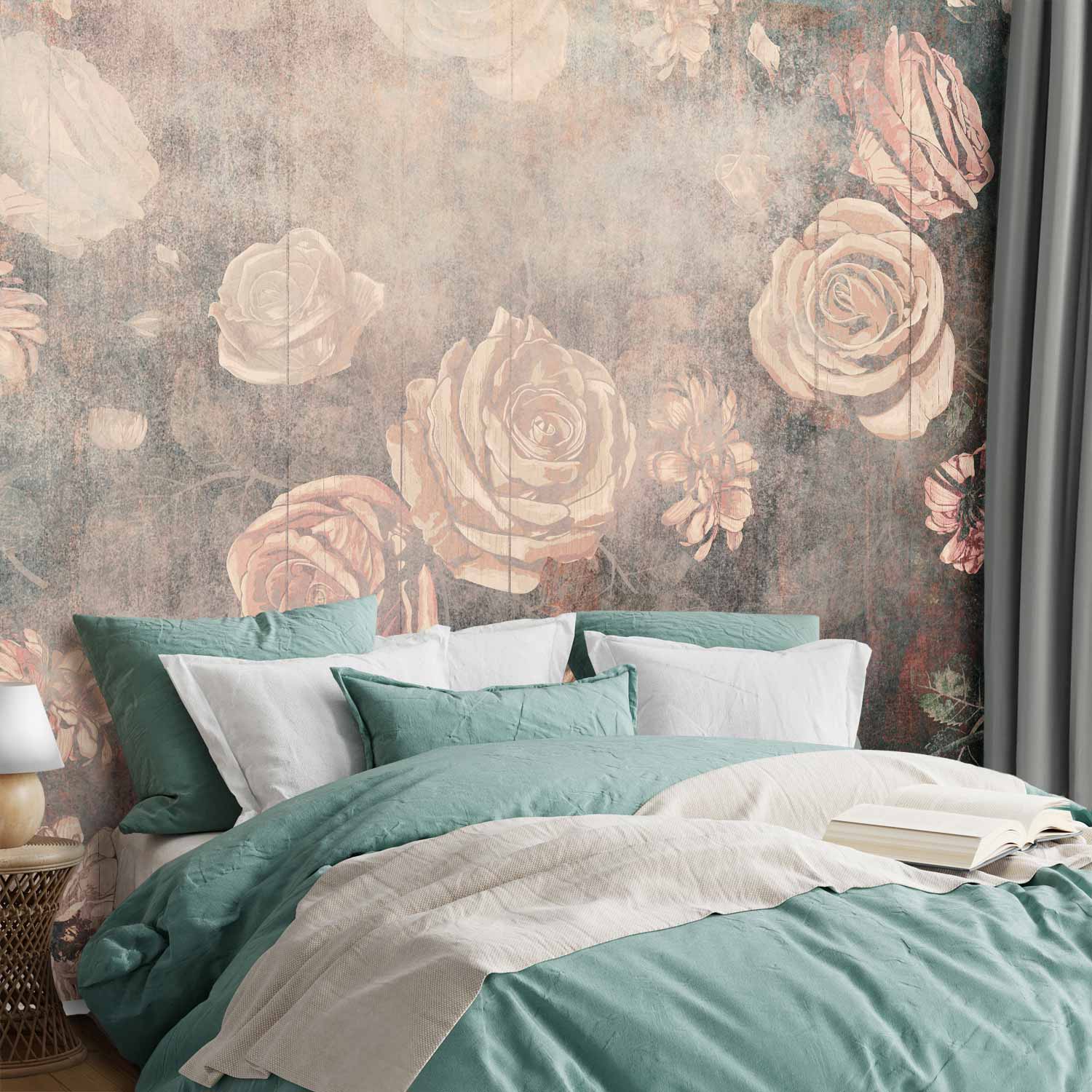 Misty Orange Flowers Textured Wall Mural