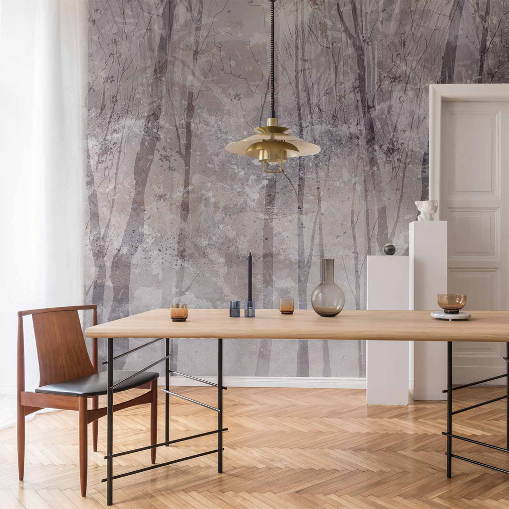 Wall Mural - Eternal Forest winter landscape in cool colors