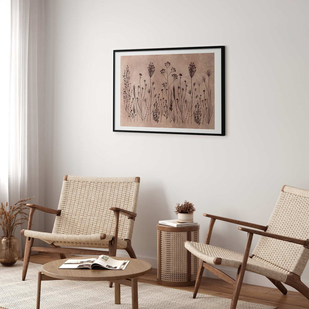 Field Flowers Black Botanical Poster