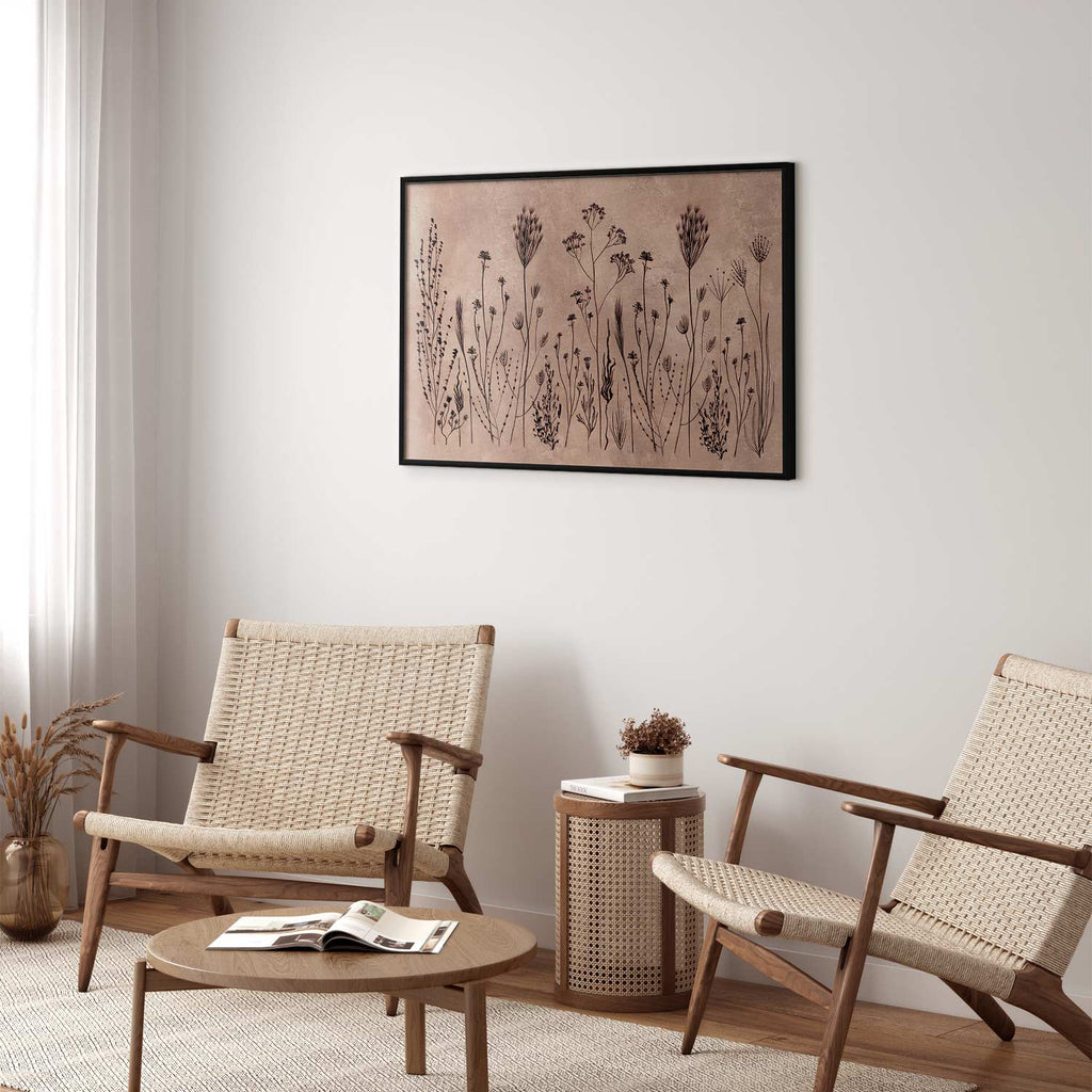 Field Flowers Black Botanical Poster