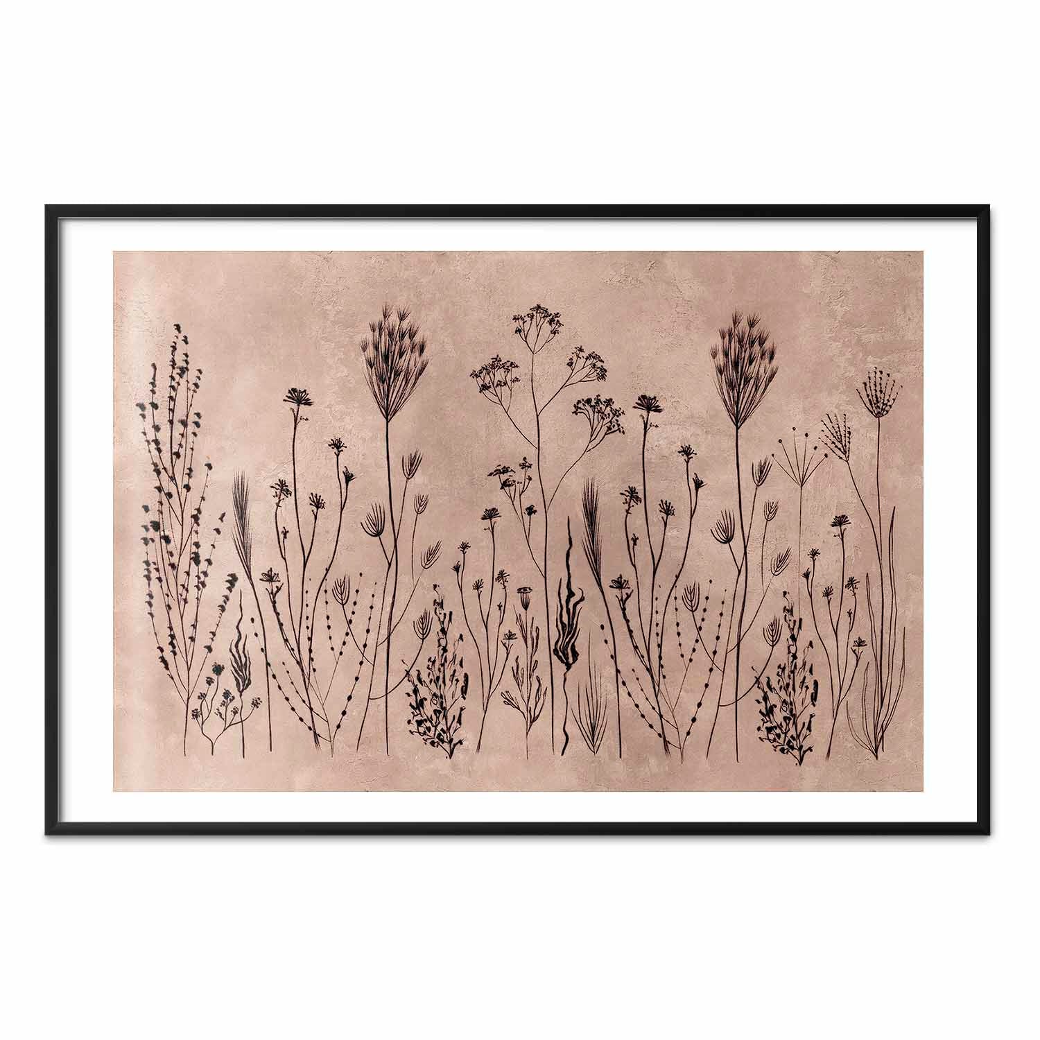 Field Flowers Black Botanical Poster