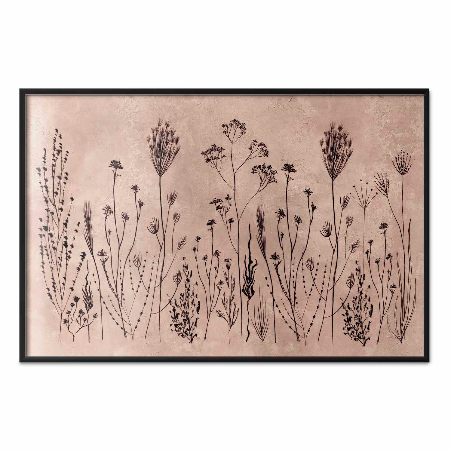 Field Flowers Black Botanical Poster