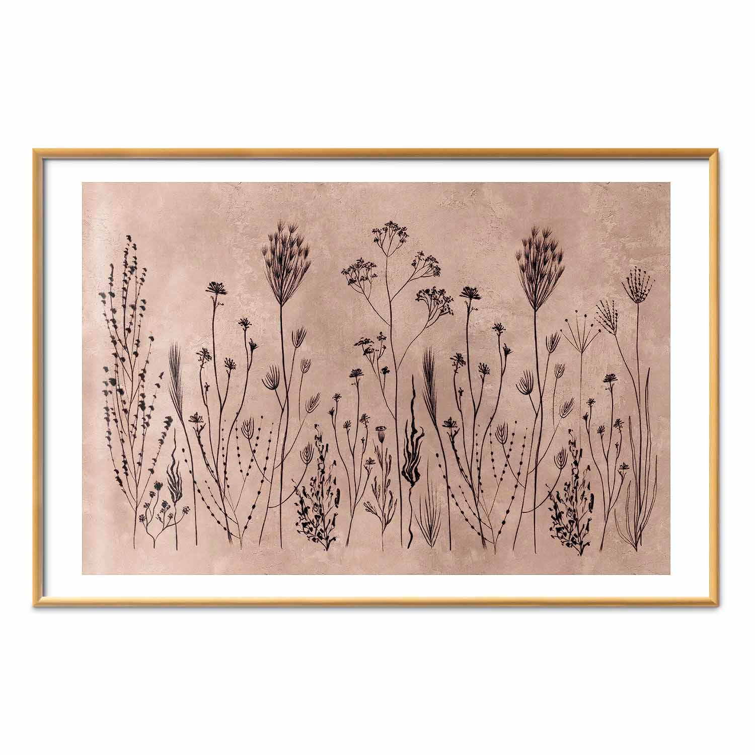 Field Flowers Black Botanical Poster