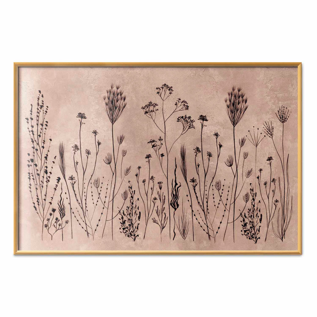 Field Flowers Black Botanical Poster