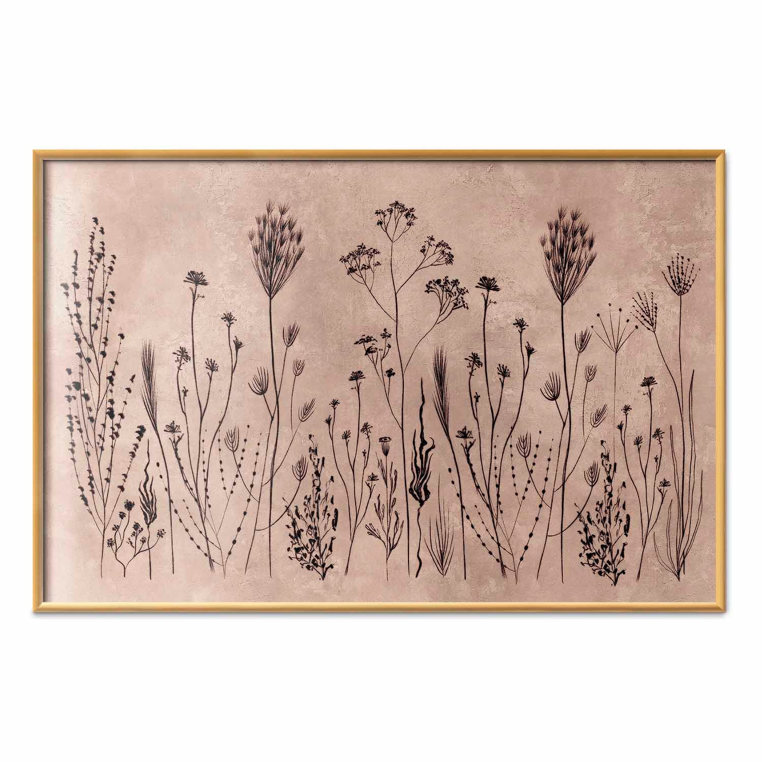 Field Flowers Black Botanical Poster
