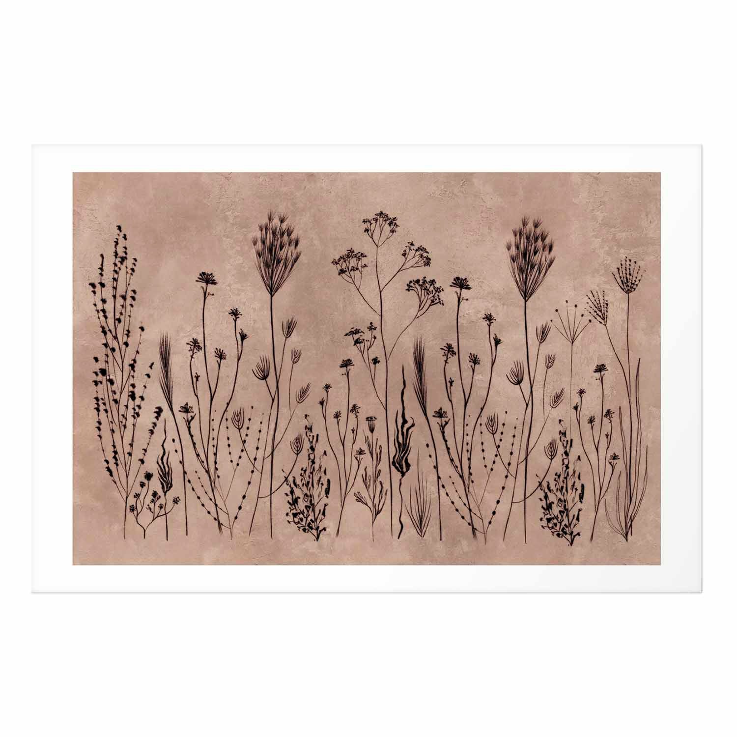 Field Flowers Black Botanical Poster