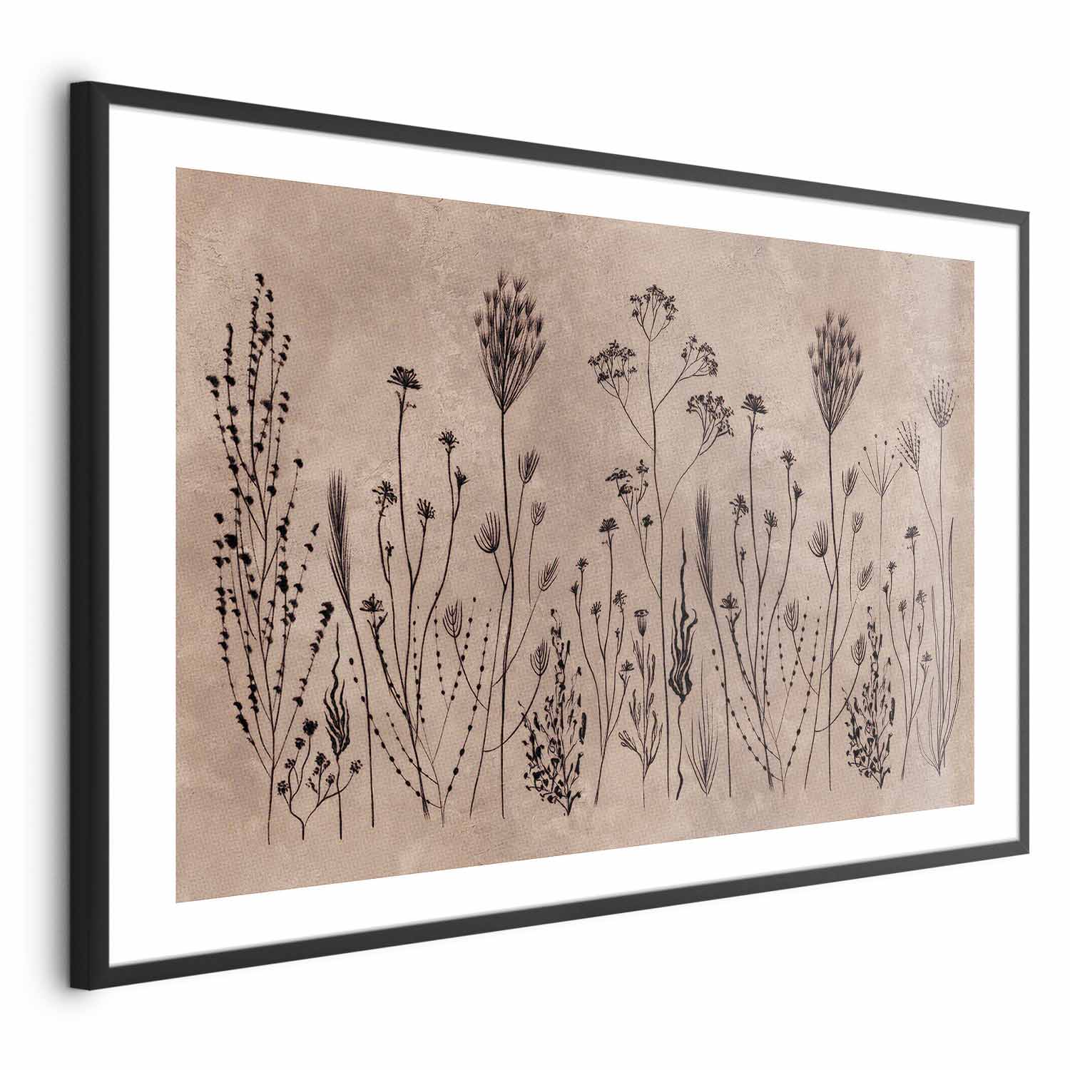 Field Flowers Black Botanical Poster