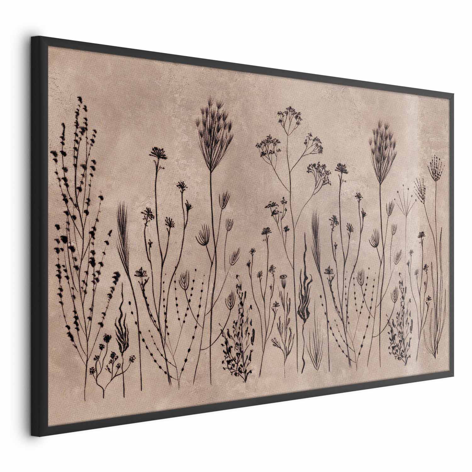 Field Flowers Black Botanical Poster