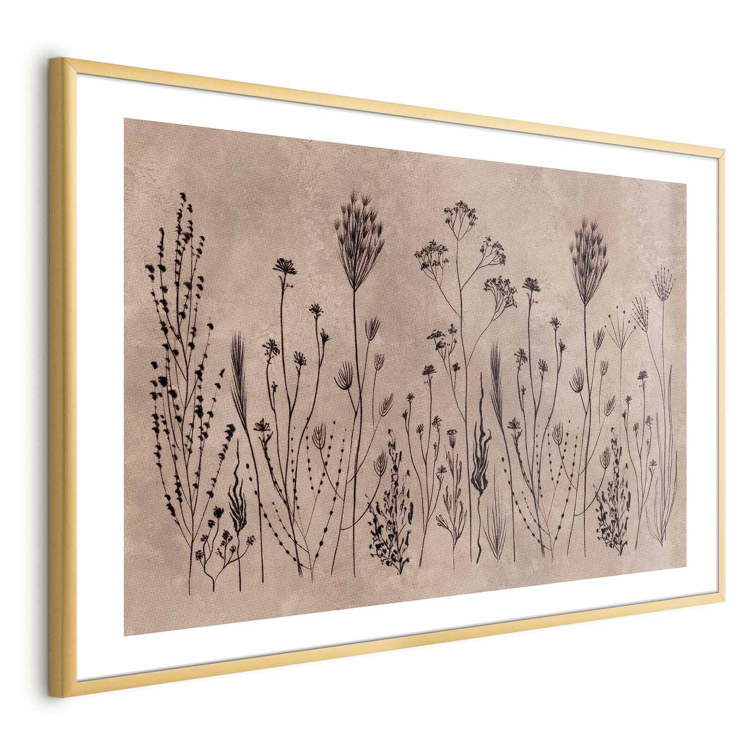 Field Flowers Black Botanical Poster