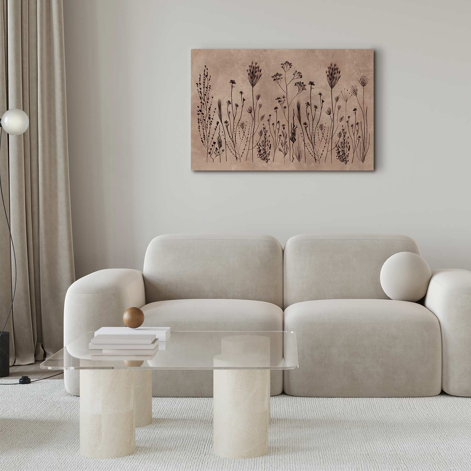 Wildflower Silhouette Lime Wash Canvas Print