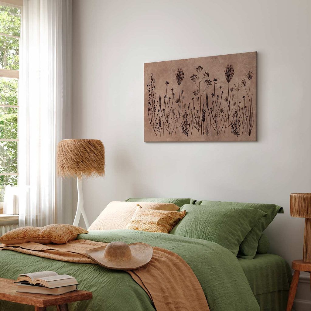 Wildflower Silhouette Lime Wash Canvas Print